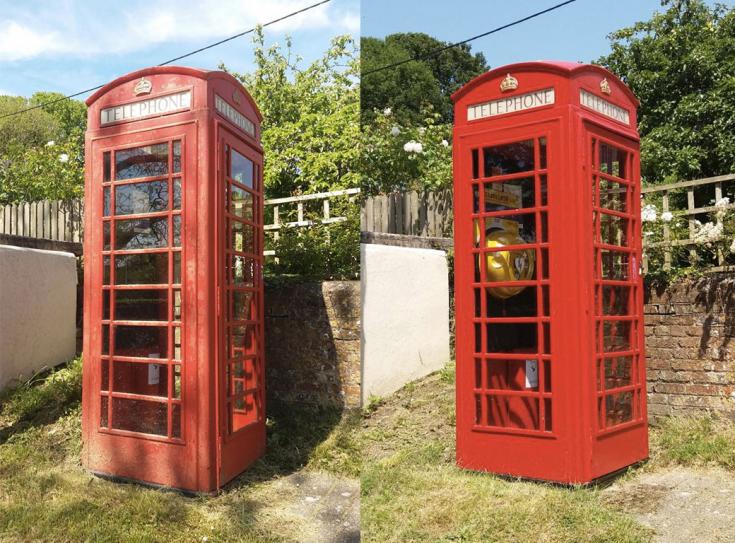 Phonebox before and after